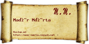 Maár Márta névjegykártya